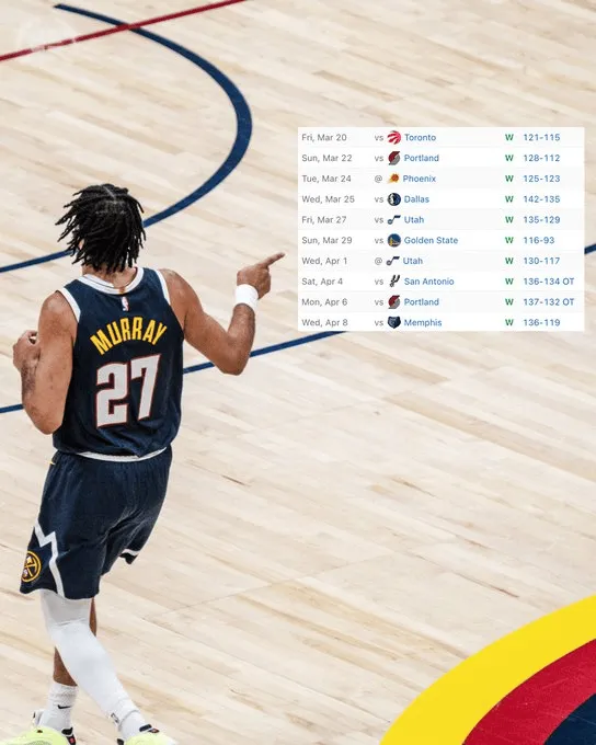 百度体育官网-掘金十连胜后领先湖人、火箭1.5场，最后两场将对阵马刺雷霆